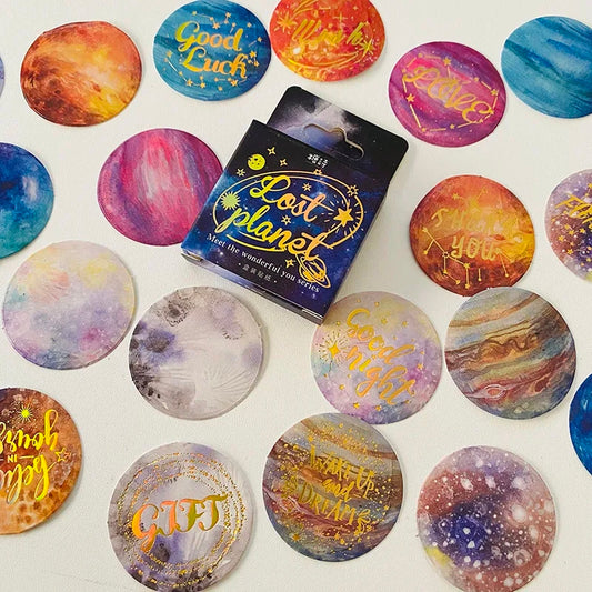 Cajita De Stickers Lost Planet X45 Unidades