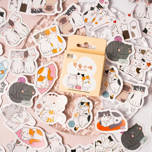 Cajita De Stickers Cute Cat X45 Unidades