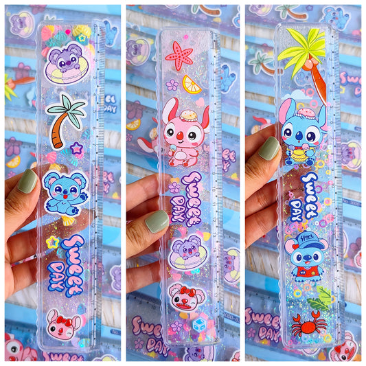 Regla Gruesa De Stitch Con Glitter 20cm