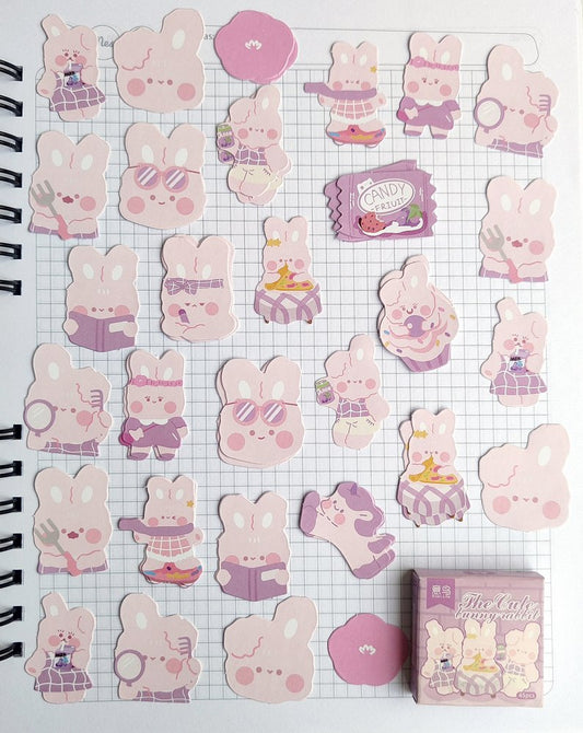 Cajita De Stickers Cute Bunnies X45 Unidades