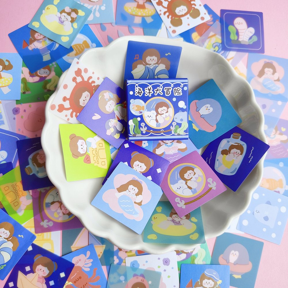 Cajita De Stickers Blue Girl X45 Unidades