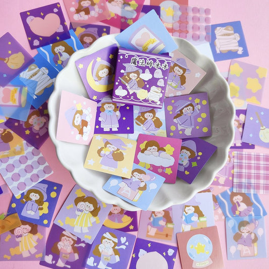 Cajita De Stickers Purple Girl X45 Unidades