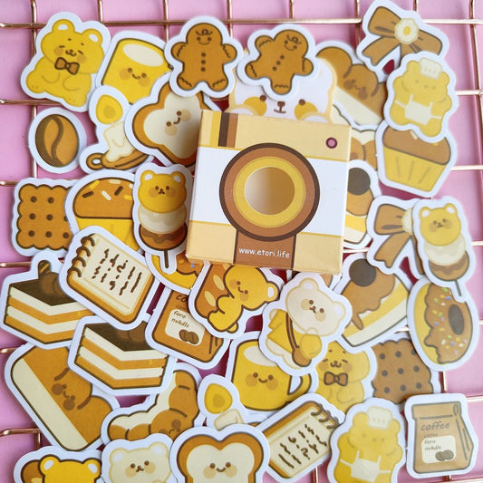 Cajita De Stickers Osito Amarillo X40 Unidades