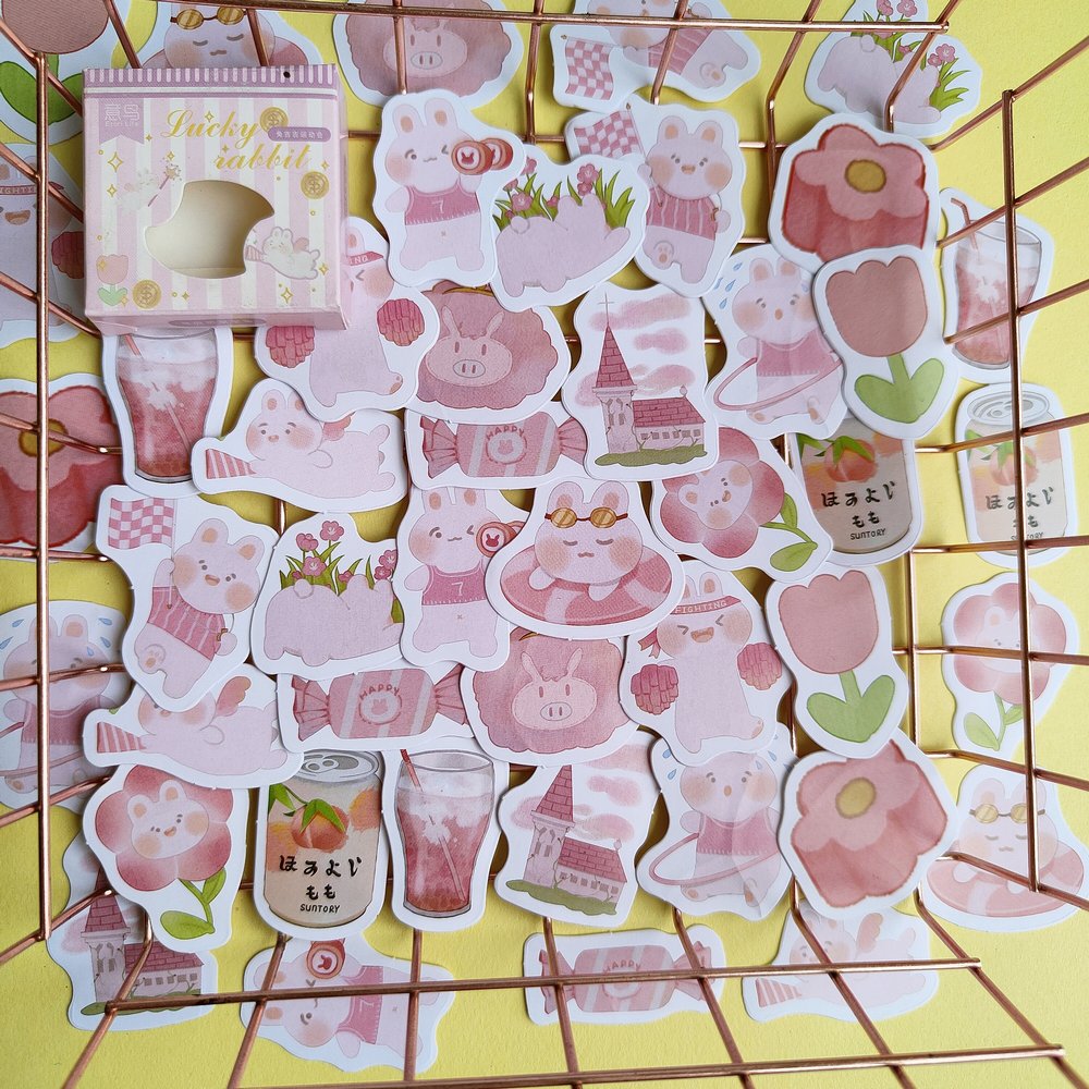 Cajita De Stickers Lucky Rabbit  X45 Unidades