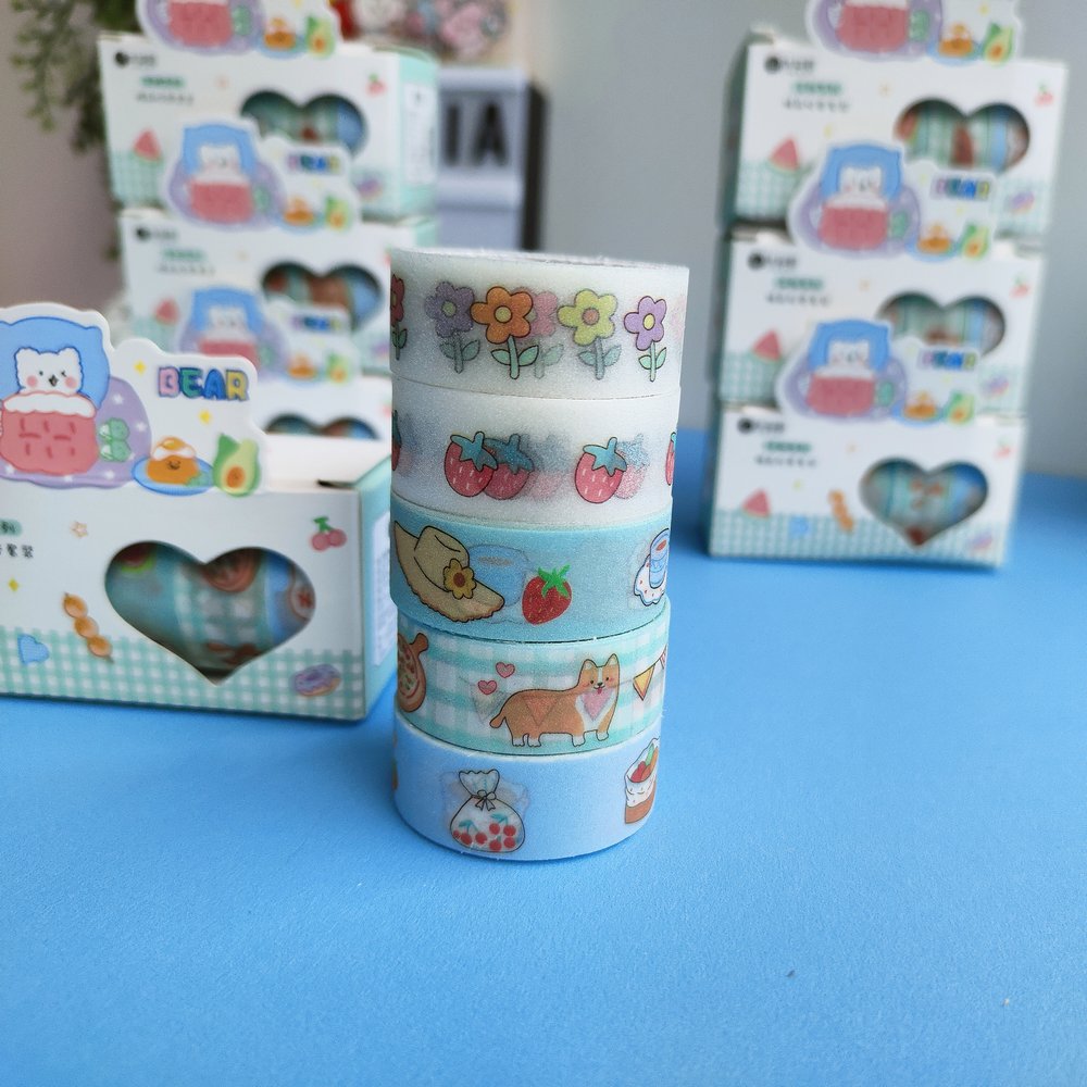 Cintas Decorativas Kawaii Escarchadas X5 Unidades