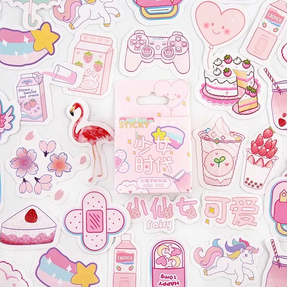 Cajita De Stickers Pink World X45 Unidades