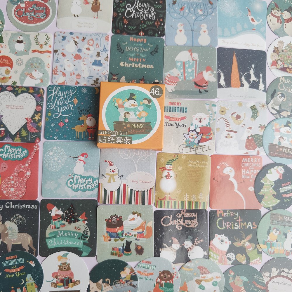 Cajita De Stickers Snowman X45 Unidades