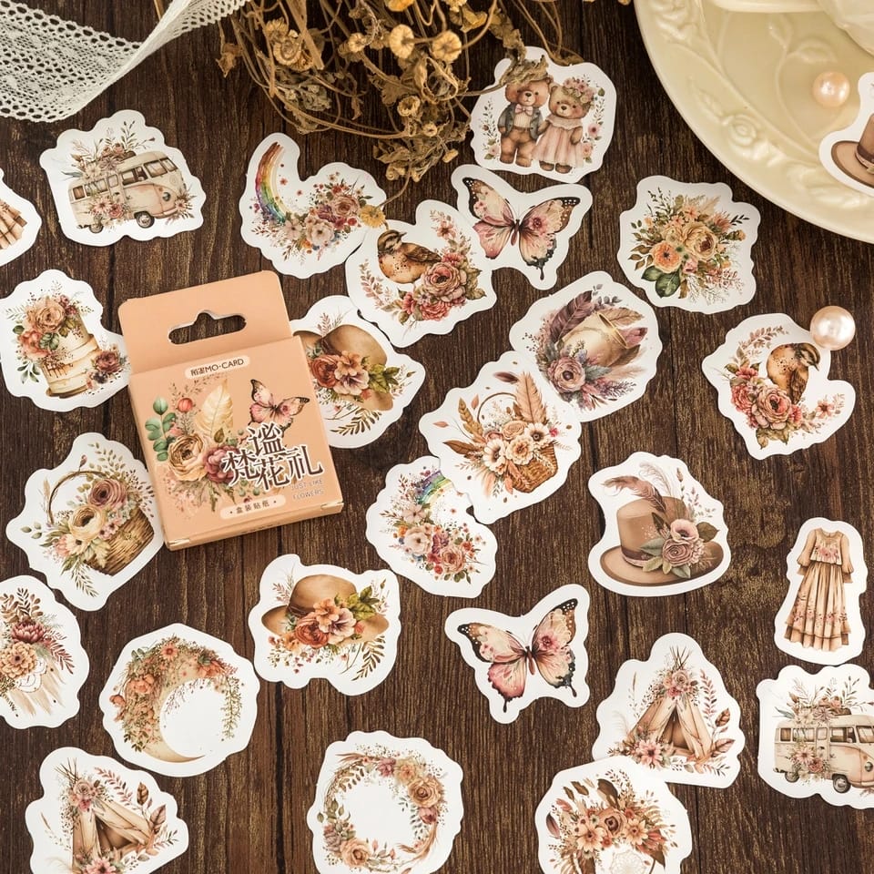 Cajita De Stickers Just Like Flowers X45 Unidades