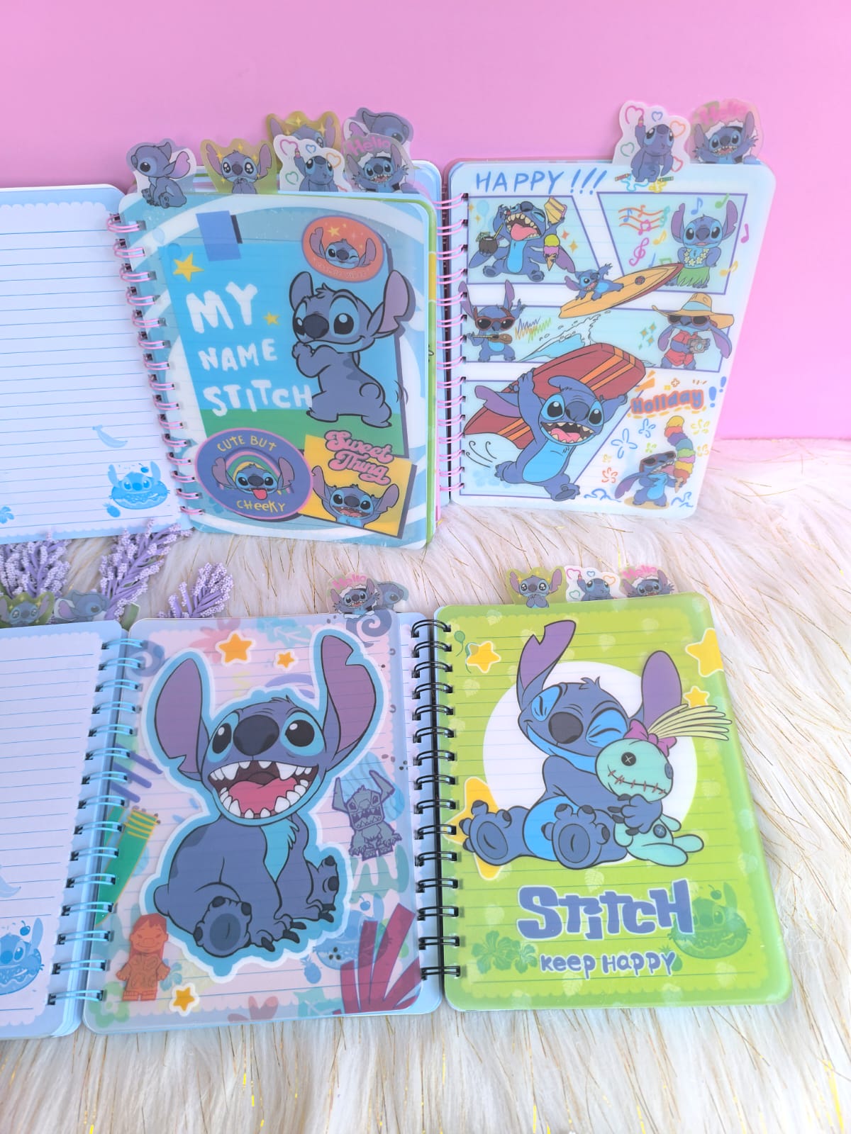 Agenda Holográfica De Stitch Con Separadores 5 Materias