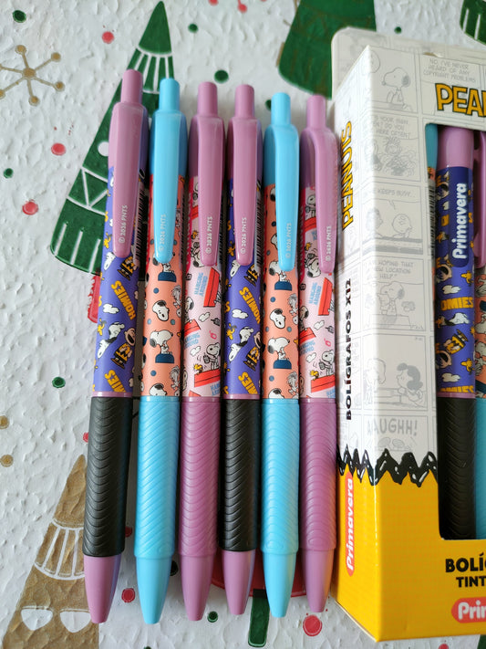 Lapiceros De Snoopy Tinta Negra Set Por 3 Unidades