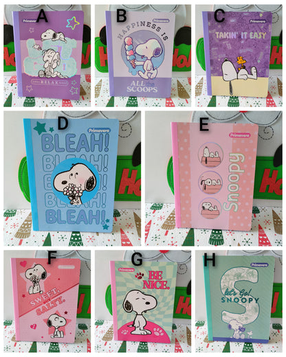 Cuaderno 100 Hojas Rayadas De Snoopy Con Stickers