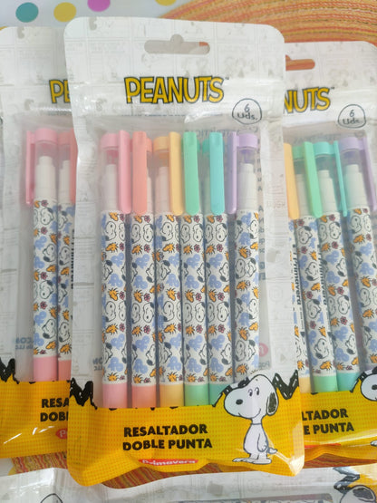 Resaltadores Doble Punta De Snoopy X6 Unidades