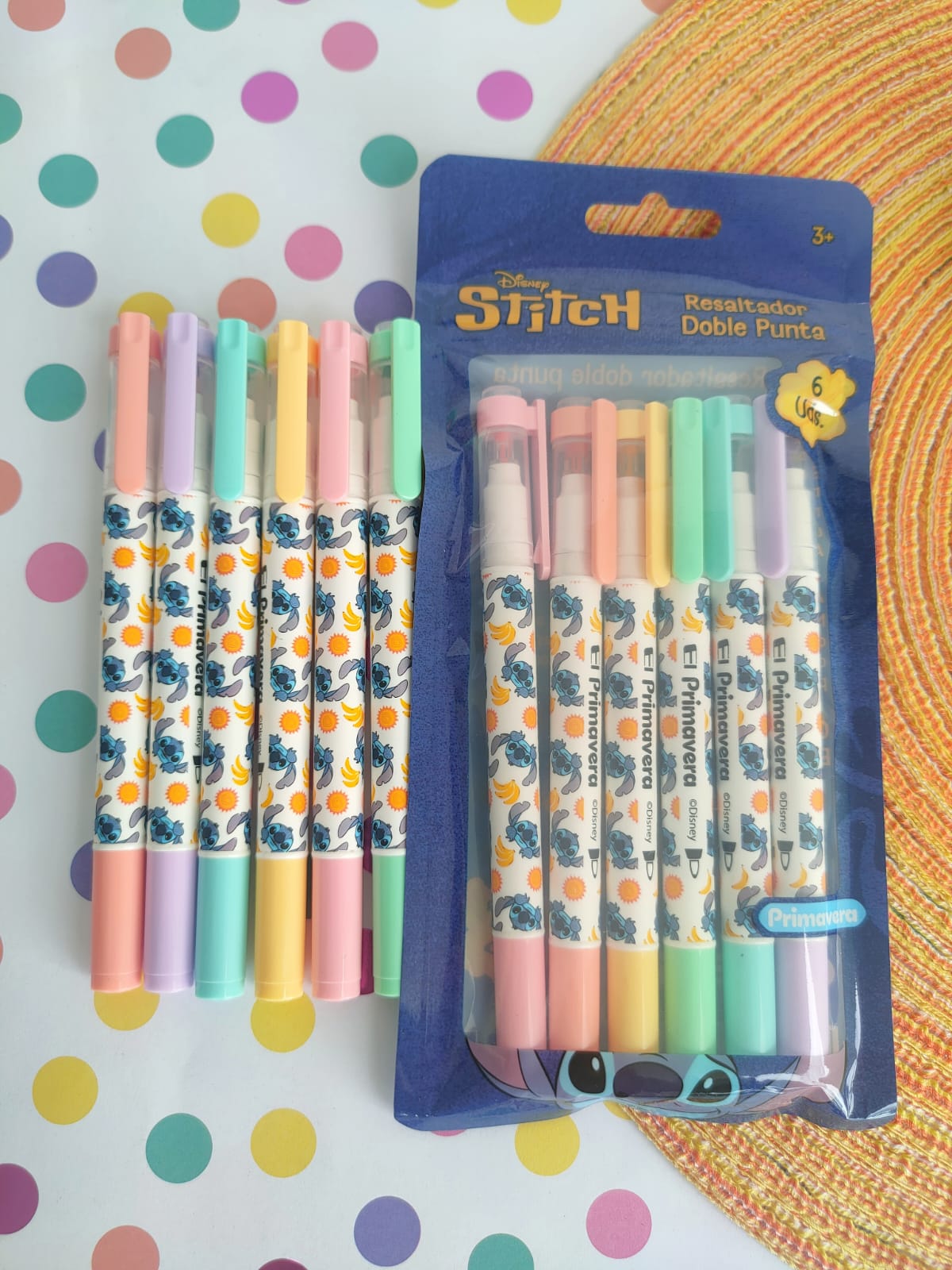 Resaltadores Doble Punta De Stitch X6 Unidades