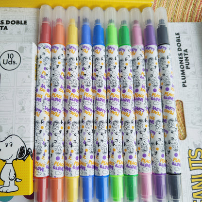 Marcadores De Snoopy Doble Punta X10 Unidades