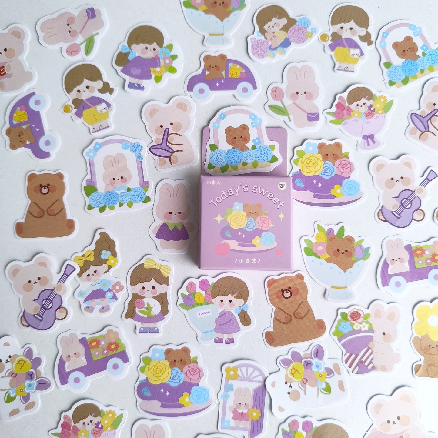 Cajita De Stickers Today's Sweet Purple X45 Unidades
