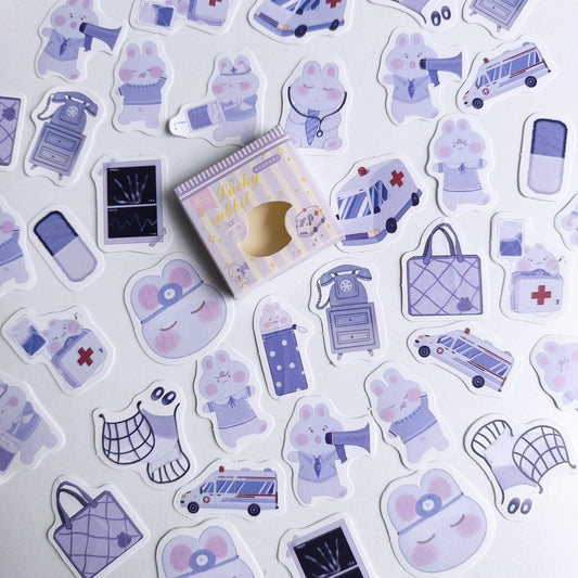 Cajita De Stickers Bunny Nurse X45 Unidades