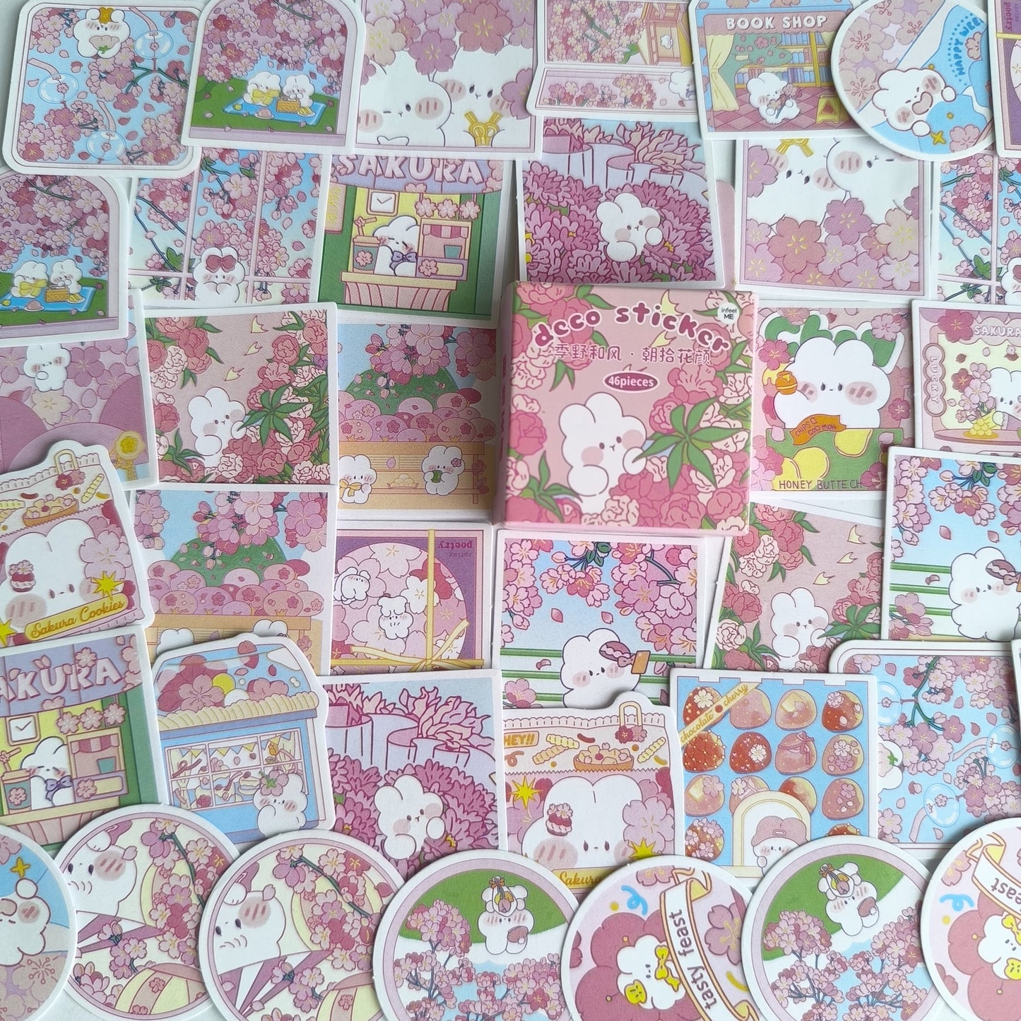 Cajita De Stickers Bunny Pink X45 Unidades