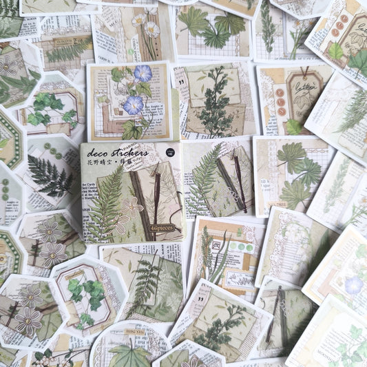 Cajita De Stickers Green Plants X45 Unidades