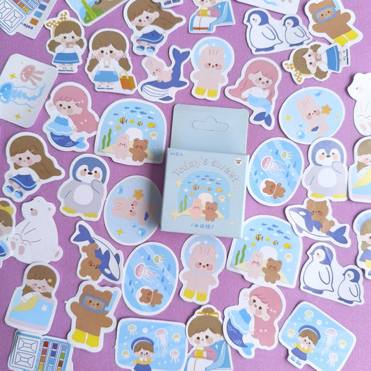 Cajita De Stickers Water World X45 Unidades