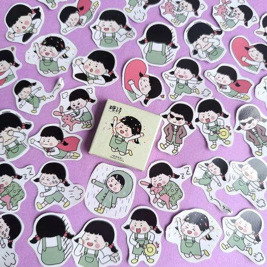 Cajita De Stickers Chinese Girl X40 Unidades