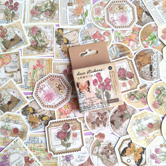 Cajita De Stickers Rose Letter X45 Unidades