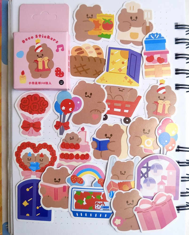 Cajita De Stickers Birthday Bear X45 Unidades