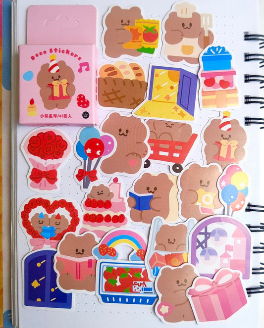 Cajita De Stickers Birthday Bear X45 Unidades