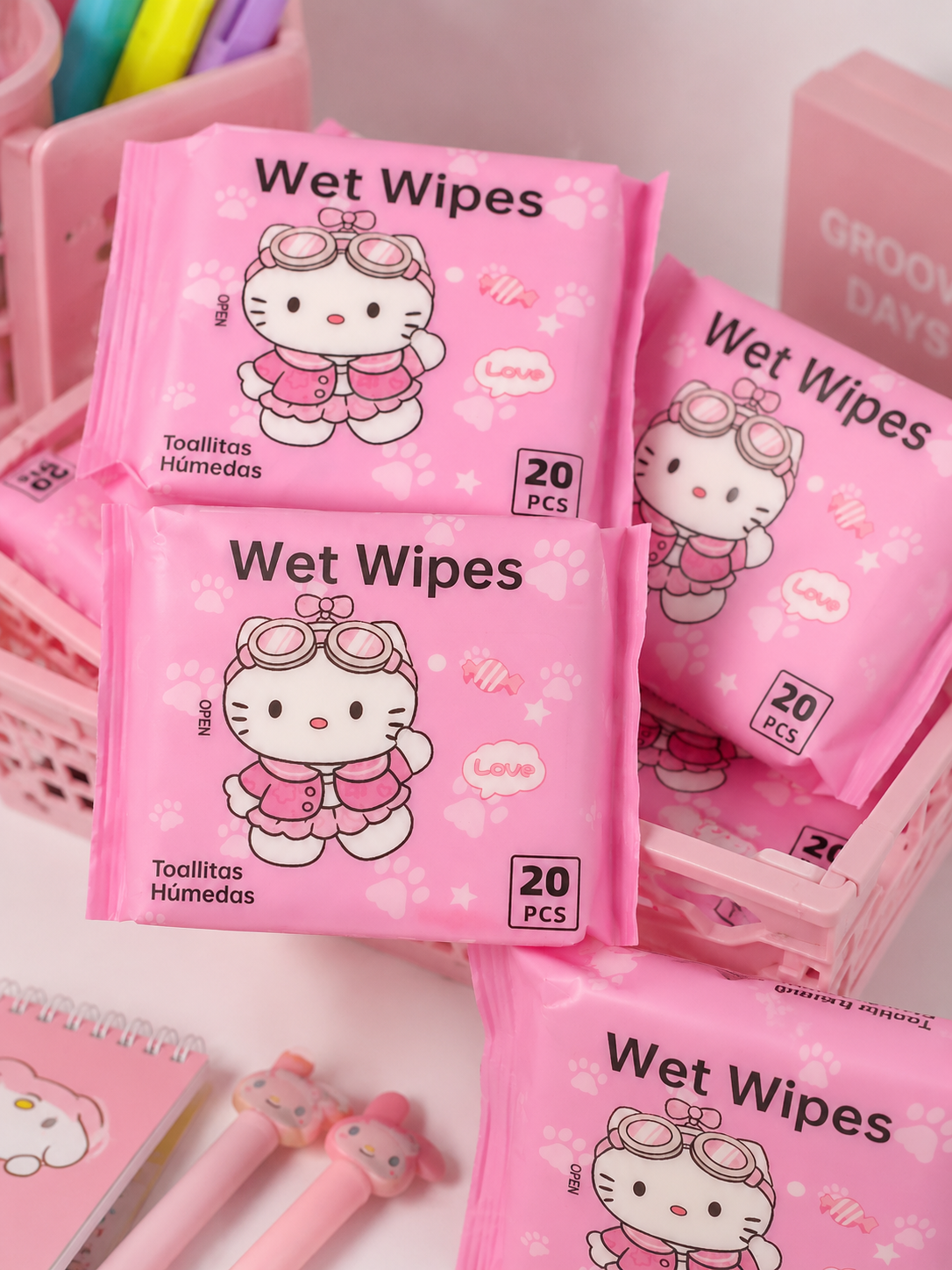 Paquete De Toallitas Húmedas X20 Unidades de Hello Kitty