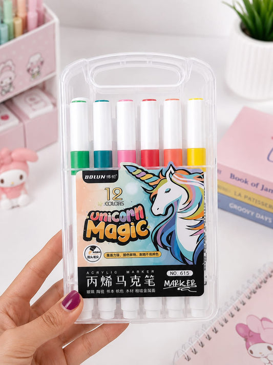 Marcadores Acrílicos Unicornio Punta Redonda X12
