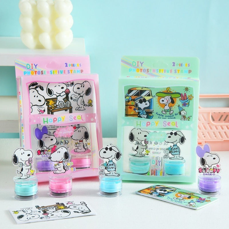 Sellos Snoopy En Acrílico X2 Unidades + Mini Libreta