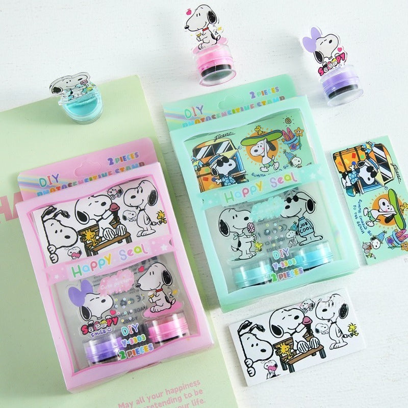 Sellos Snoopy En Acrílico X2 Unidades + Mini Libreta