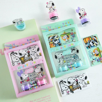 Sellos Snoopy En Acrílico X2 Unidades + Mini Libreta