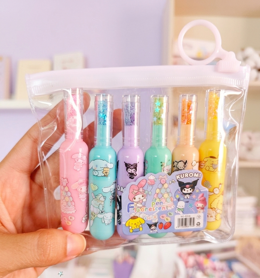 Resaltadores Sanrio Botellita  X6 Unidades