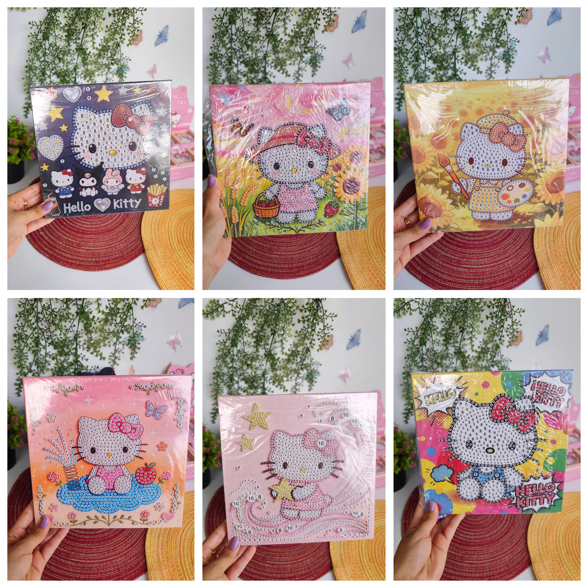 Cuadro De Diamond Painting 20x20cm Stitch, Kuromi, Cinnamoroll, Hello Kitty Y Zootopia