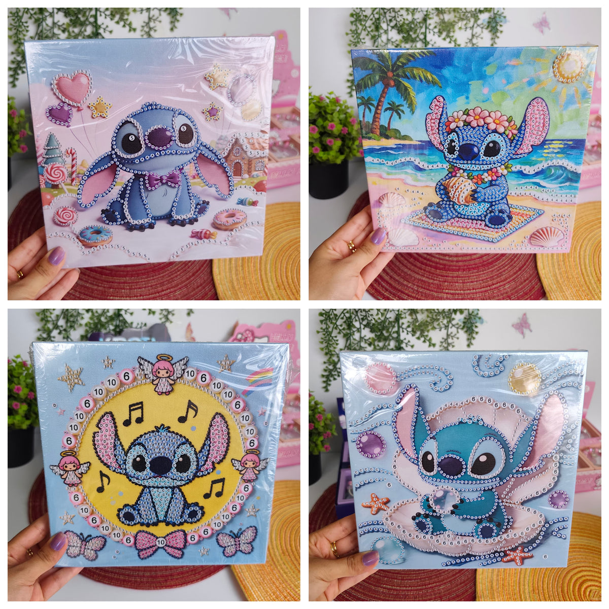 Cuadro De Diamond Painting 20x20cm Stitch, Kuromi, Cinnamoroll, Hello Kitty Y Zootopia