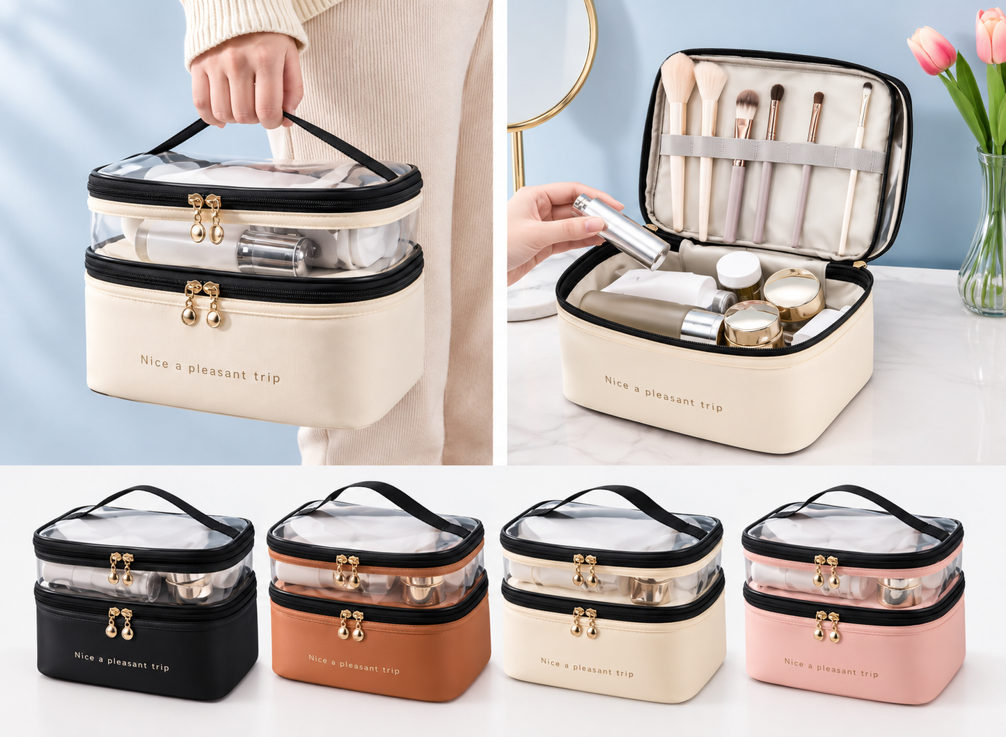 Cosmetiquera 2 En 1 Perfecta Para  Uso Diario O Viajes