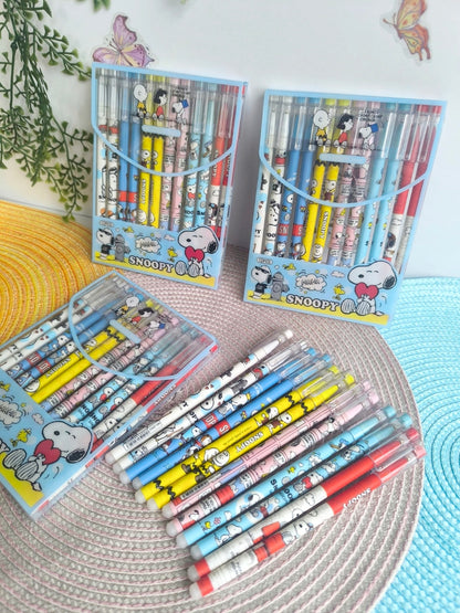 Caja De Lapiceros Tinta Negra Snoopy
